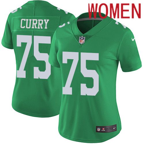 Women Philadelphia Eagles 75 Vinny Curry Nike Green Vapor Limited Rush NFL Jersey
